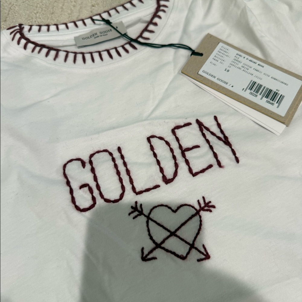 Golden Goose Girl’s Edna Golden T-Shirt with Embroidery NWT Sz 10